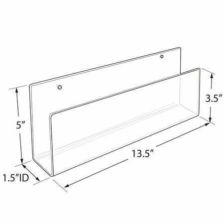 Azar Displays 13.5''W Wall Mount Acrylic U-Shape Shelf, 2PK 556098-H